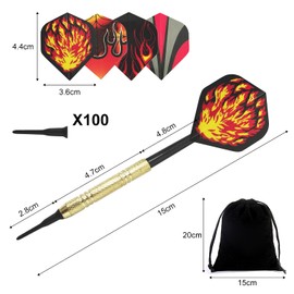TIANNAIT Plastic Tip Darts Set of 12 Soft Tip Darts with 12 Flights and 100 Tips for Electronic Target with Storage Bag, Suitable for Leisure and Entertainment.
