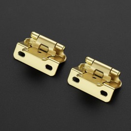 JOYDECOR 60 Pack 30 Pairs Gold Semi-Overlay 1/2 Inch Self-Close Cabinet Hinges Half Wrap-Around Door Hardware for Face Mount Kitchen Cabinet