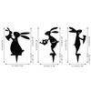 Set 3 Metal Rabbit Garden Stakes Bunny Front Yard Black