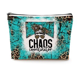 Chaos Coordinator Makeup Bag Chaos Coordinator Gifts for Women Thank You Gifts Cosmetic Bag Leopard Zipper Pouch Appreciation Gifts for Coworkers Boss Lady Teacher Mom Christmas Birthday Gifts