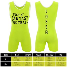 Jeere Fantasy Football Loser Singlet I Suck at Fantasy Football Vest Embarrassing Loser Award Funny Award for Men Women (L) Fluorescent Green, Black