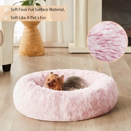 WNPETHOME Calming Dog Beds for Large Dogs, Anti-Anxiety Donut Large pet Bed, Fluffy Faux Fur Plush Dog Bed，Warming Cozy Soft Round Lagre Dog Bed for Large Jumbo Dogs, Cat Cuddler Cushion Bed