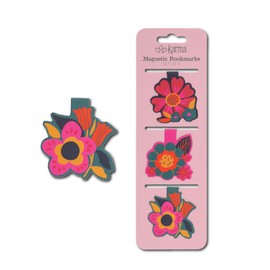 Karma, Magnetic Bookmarks Set of 3, Cute Bookmarks for Women, Page Markers for Students Teachers Reading, Flowers