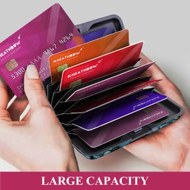 AUEKLLW Mini RFID Aluminum Credit Card Holder for Women Men, Slim Business Hard Card Case, Cute Card Wallet ID Case Luxuious Blue Floral