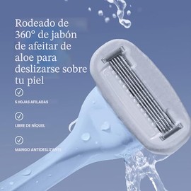 Billie Kit de afeitado para mujer - Maquinilla de afeitar para mujer + 4 repuestos de maquinilla de afeitar de 5 hojas + soporte magnético - azul frío