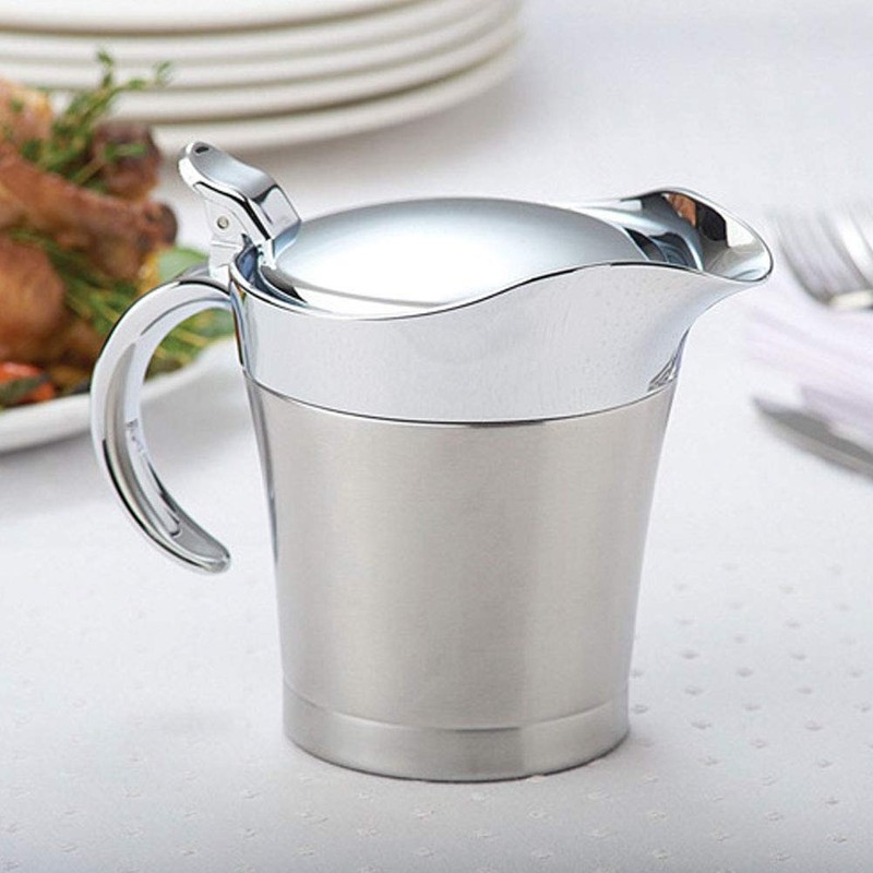 Gravy Boat, 450ml 304 Stainless Steel Double Layer Insulation Flavor