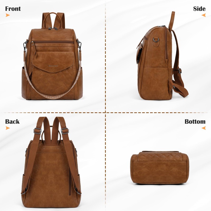 RAINSMORE Backpack Purse for Women Fashion Leather Backpack Designer Ladies