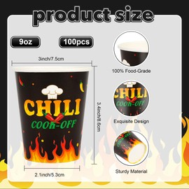 Purhapfre 100Pcs Chili Cook Off Decorations Chili Cook Off Cups 9 oz Chili Bowls Disposable Chili Tasting Cups Sample Cup for Tasting Chili Cook Off Supplies Tasting Bowls Cup