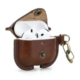 Contact's family Leather Protective Case for Airpods 4 - Wireless/Wired Charging, Anti-lost Design, Pure Copper Zipper, Exquisite Handmade Coffee