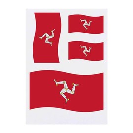 4 x 'Waving Manx Flag' Temporary Tattoos - Water Resistant, Skin-Safe, Non-Toxic Transfers, Mixed Sizes (TO00068744)
