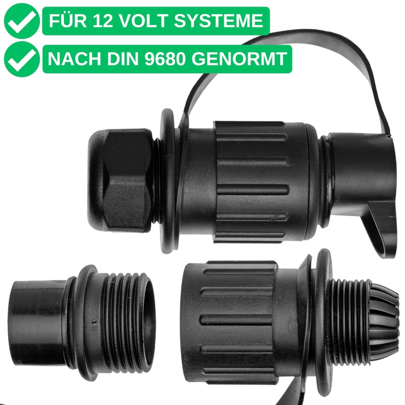 3-Pin Plug and Socket Set, Hard Plastic Housing, 3-Pin Plug