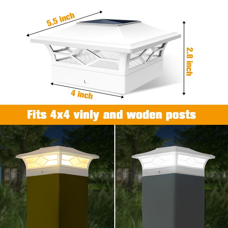 Solar Post Cap Lights Outdoor 8pack, Waterproof Solar Powered Deck