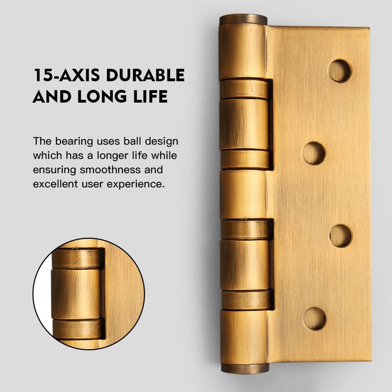 YAGU 3 Pack 4'' Door Hinges Antique Brass 4 x