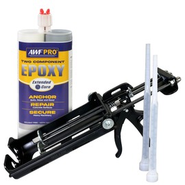 AWF PRO Two Component Extended Cure Epoxy Adhesive 20.2 oz. with Dual Cartridge Caulking Gun 25:1 Thrust, High-Strength for Anchoring Threaded Rods, Reinforcing Bars in Uncracked Concrete (Pack of 1)