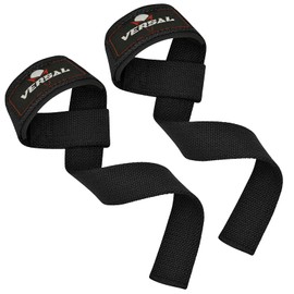 VERSAL VSL Weight Lifting Straps Neoprene Padded Wrist Wraps, 100% Cotton Hand Bar Grips Support Gym Straps for Deadlift Powerlifting Crossfit Strength Training Weightlifting Straps (Black)