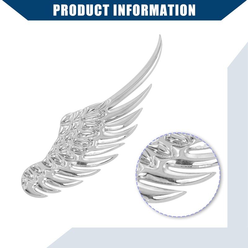 Hihaha Alloy Angel Wings Badge Stickers/Outer for Car Motorcycle/Durable/Silver Tone