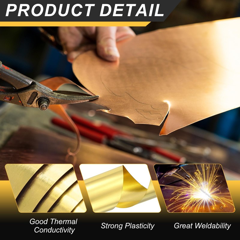 uxcell Brass Sheet Roll, 160" x 6" x 0.0012" Metal