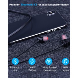 NANAMI NANAMI Earbuds, Update Bluetooth Wireless Headphones, IPX7 Waterproof, in-Ear Earphones with Mic, Magnetic Neckband, HiFi Stereo Deep Bass Noise Cancellation Headsets,18 Hours Playtime for Gym,Sports