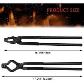 Unbranded Knife Making Blacksmith Tongs Set Bladesmith Tools Wolf Jaw Tongs + V Bit Tongs