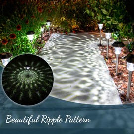 Morvat LED Solar Powered Outdoor Landscape Path Lights with Stainless Steel & Glass Lens, Up to 8 Hours Lighting for Garden Lawn Yard Walkway & Pathway, Waterproof, Dusk to Dawn, White Light, 8 Pack