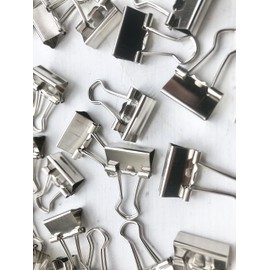 15mm, Small Silver Metal Design Foldback Clips Paper Binder Clamps Clips Colour (30)