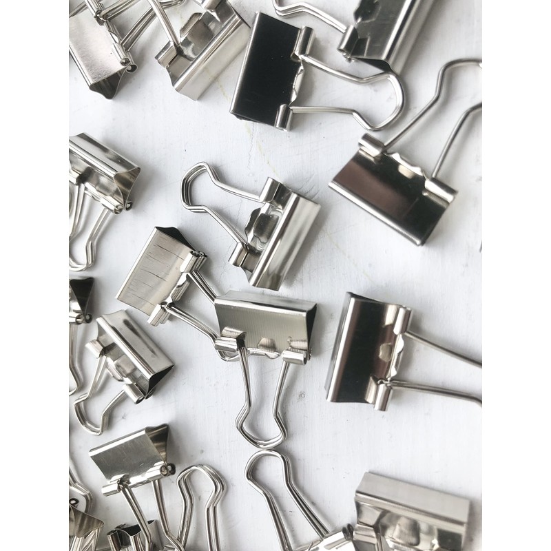 15mm, Small Silver Metal Design Foldback Clips Paper Binder Clamps