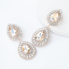 MEACHEAL Jewelry Womens Girls Fashion Rhinestone Crystal Earrings For Party, Wedding, Graduation Ceremony M05# (Gold)