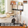 Broom Holder Wall Mount with Cleaning Supplies Organizer, Laundry Room