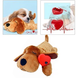 KELIHAWK Dog Toys with Heartbeat Stuffed Toy for Dogs Anxiety Relief and Calming Aid Comfort Toy for Puppy Heartbeat Puppy for Dogs Behavioral Training (Brown)