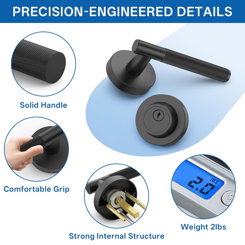 Amerdeco Front Door Lock Set with Double Cylinder Deadbolt, Black