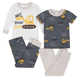 GerberBaby BoysToddler Snug Fit 4-Piece Pajama SetDump Truck Grey12 Months