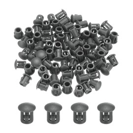 sourcing map 64PCS 5mm(3/16") Dark Grey Plastic Hole Plugs, Flush Type Panel Hole Plugs Insert End Caps for Locking Hole Tubes Furniture Cabinet