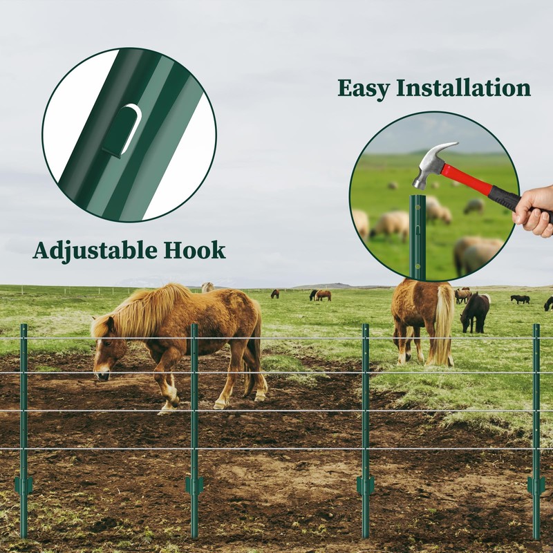 10 Pack Garden Fence Post, 5 Feet Heavy Duty Metal