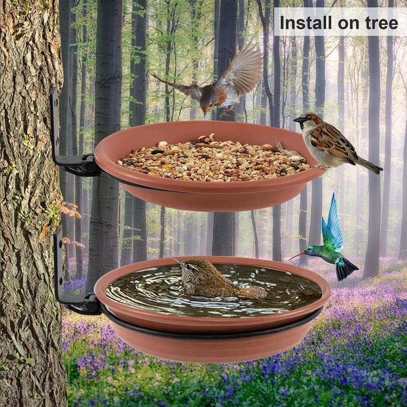 2 Packs Wall Mounted Bird Feeder, Multifunctional PP Garden Bird