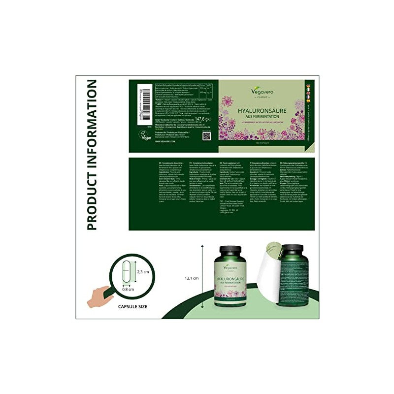 Hyaluronic Acid Vegavero® | HIGH Strength - 600mg with 800-1500