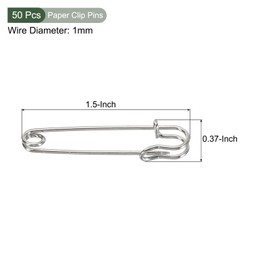 YOKIVE 50 Pcs Safety Pins, Large Metal Sewing Pins | Craft Making, Great for Clothing, Knitting, Sewing (Silver Tone, 1.5-Inch)