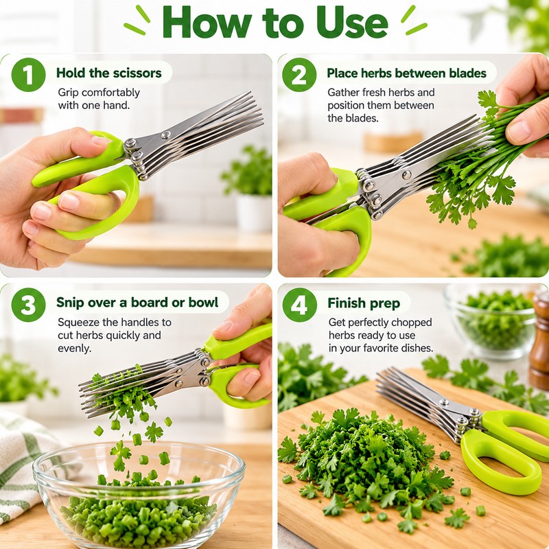 5-Layer Kitchen Scissors for Herb Prep – Multi-Blade Cutter for
