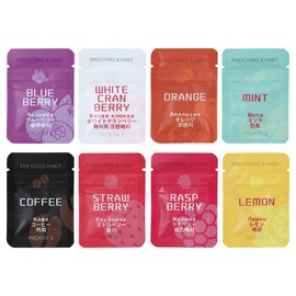 GMHLLES 8 Pcs Anxiety Relief Breathing Necklace with Resistance & Flavoured Inner Filter Packs Natural Essential Oil Stress Aid Orange Raspberry Blueberry Coffee Lemon White Cranberry Strawberry Mint Flavors