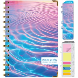 HARDCOVER Academic Year 2025-2026 Planner: (June 2025 Through July 2026) 5.5"x8" Daily Weekly Monthly Planner Yearly Agenda. Bookmark, Pocket Folder and Sticky Note Set (Summer Bliss)