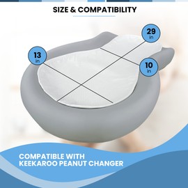 Changing Pad Liner, Fits in Peanut Shaped Changing Pads, Super Soft Peanut Changer Liners are Warm On a Baby's Back, Thicker Waterproof Pads are Machine Washable - 3 Pack