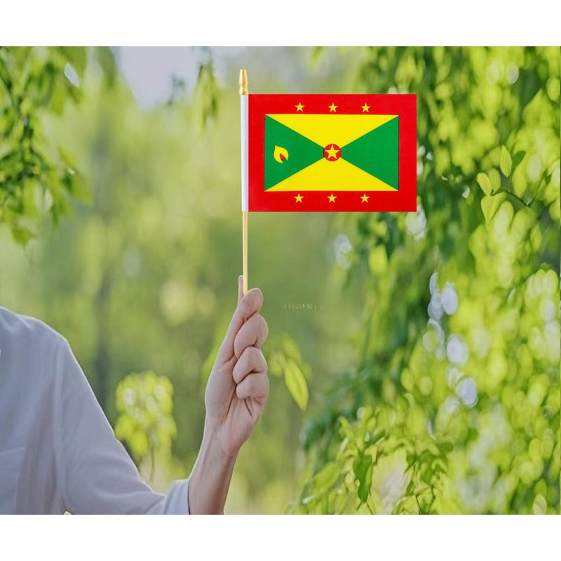 10 Pack Grenada Flags -GD Handheld Flag- 5x8 in,Grenadan Mini