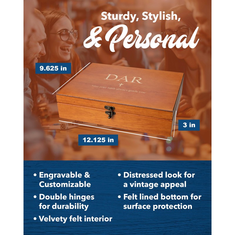 WE Games Wooden Memory Box for Keepsakes – Vintage Decorative