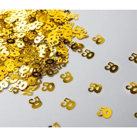 SHATCHI 28g Gold 50th Birthday Confetti Foil Metallic Glitz Table Scatter Sprinkles Age Bday Party Decorations, 12mm