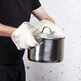 Alanna Jones 100% Cotton Professional Double Oven Glove Chef Catering Home Kitchen Cooks Restaurant Double Oven Cooking Gloves Heat Resistant Pot Holder Mitt 7" x 36" (17x91cm)