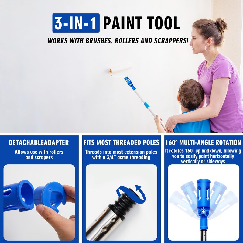 WILLBOND 2 Pcs Paint Brush Extender Multi-Angle Paint Edger Tool