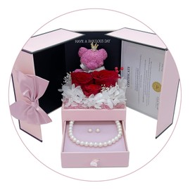 YONGMAN Juego de collar de perlas cultivadas de agua dulce incluye impresionantes aretes de tuerca y caja de regalo de lujo para mujer, necklace length : 20" ,pearl diameter : 7-8mm, Perla, Perla