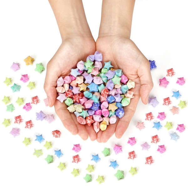 ODETOJOY Origami Paper Stars Stripes Paper Strips Package Ready Glow