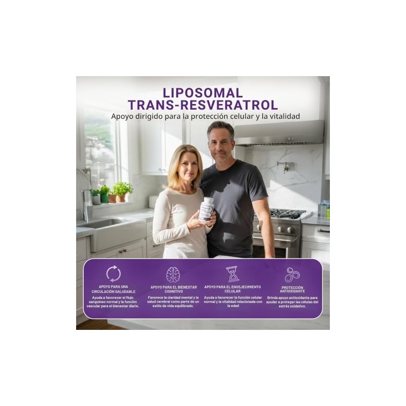 TransResveratrol Liposomal 500mg Potente Antioxidante, Activa Sirtuinas Pure Liposomal Tran