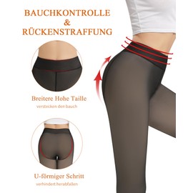 Jiuday Women's Winter Thermal Tights, Fleece Lined Winter Tights, High Waist, Butt Lifting, Ultra Soft