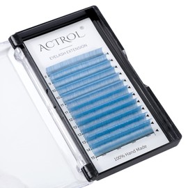 Colored Eyelash Extensions Easy Fan 8-15mm Mixed Light Blue C Curl Easy Fanning 0.07mm Self Premade Volume Lash Supplies